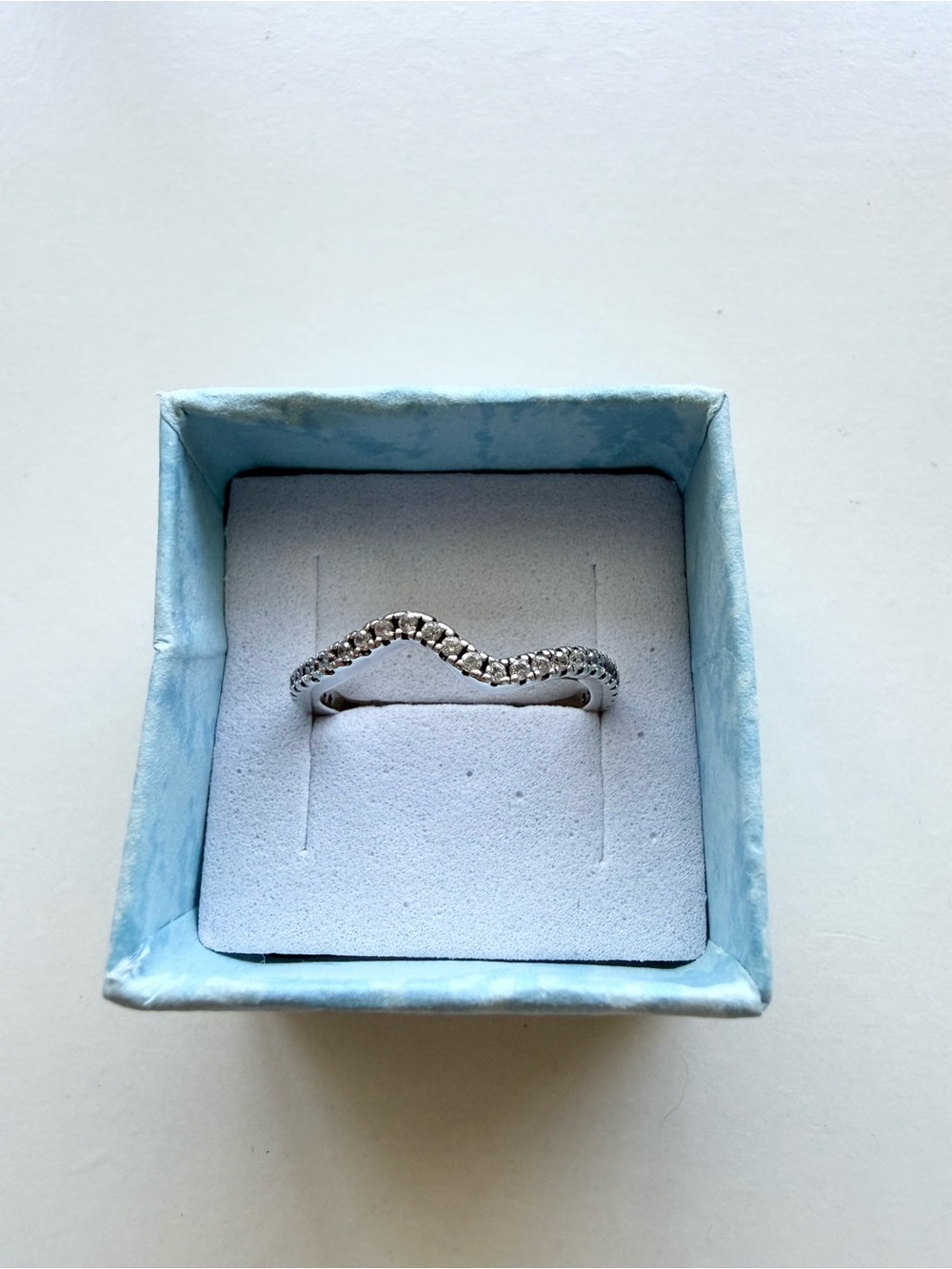 Authentic Pandora Sparkling Wave Ring size 7.5 or (UK 56) sterling silver